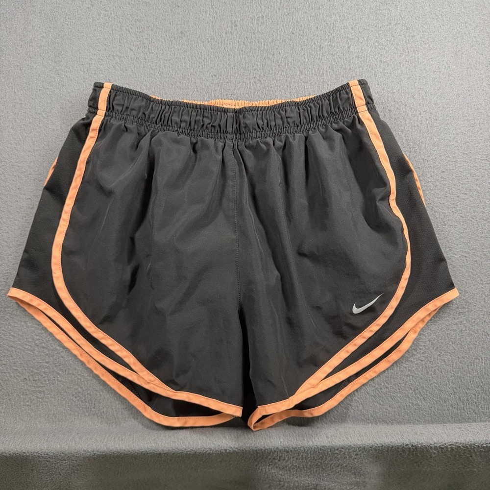 Nike Dri-FIT Running Shorts Womens Medium Black Orange Elastic Waist 3" Inseam
